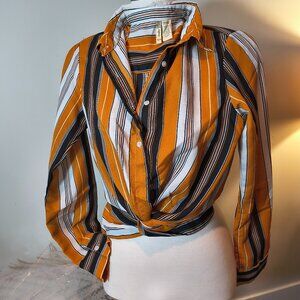 Japna  Striped Loop Front Blouse